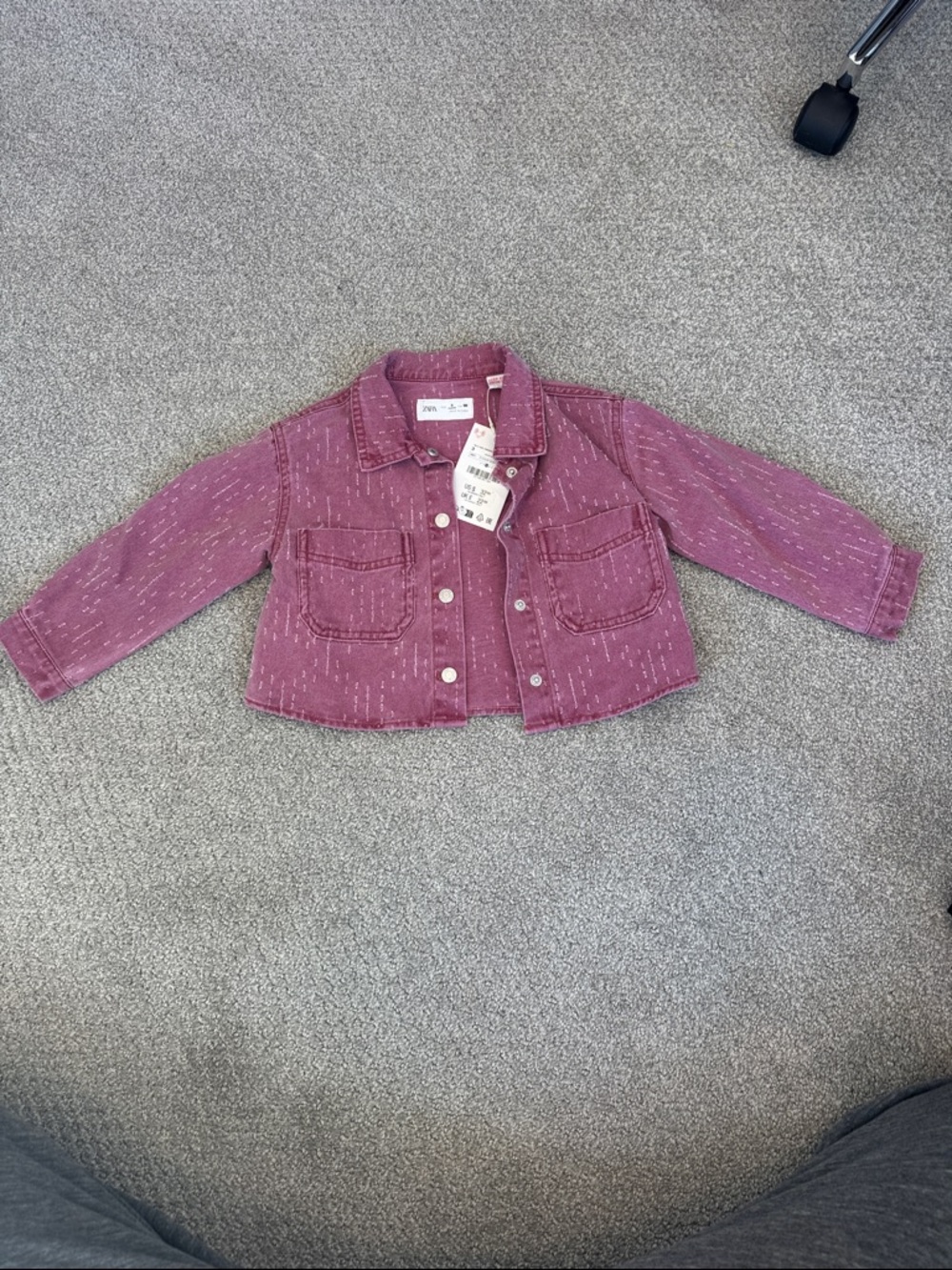 Zara Kids Mauve Denim Jacket with Subtle Stitch Detail
